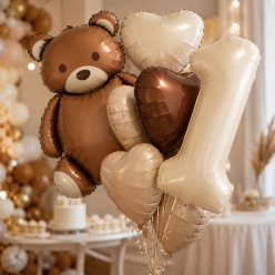 Teddy Bear 1st Birthday Deluxe Balloon Bouquet